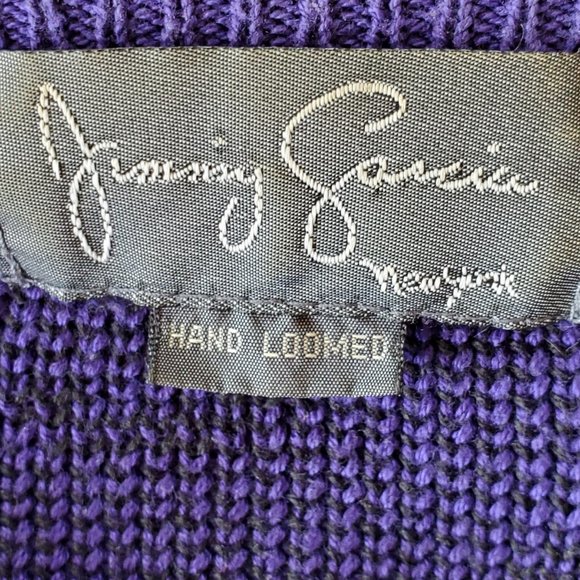 Jimmy Garcia Cardigan Sweater Women's M Purple Black Long Sleeve Button Acrylic - Picture 4 of 11
